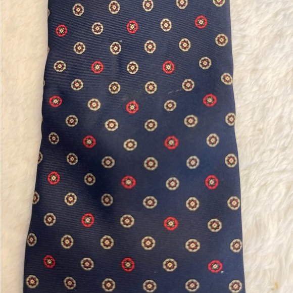 Classic Navy Blue Patterned Men's Tie - Picture 2 of 5